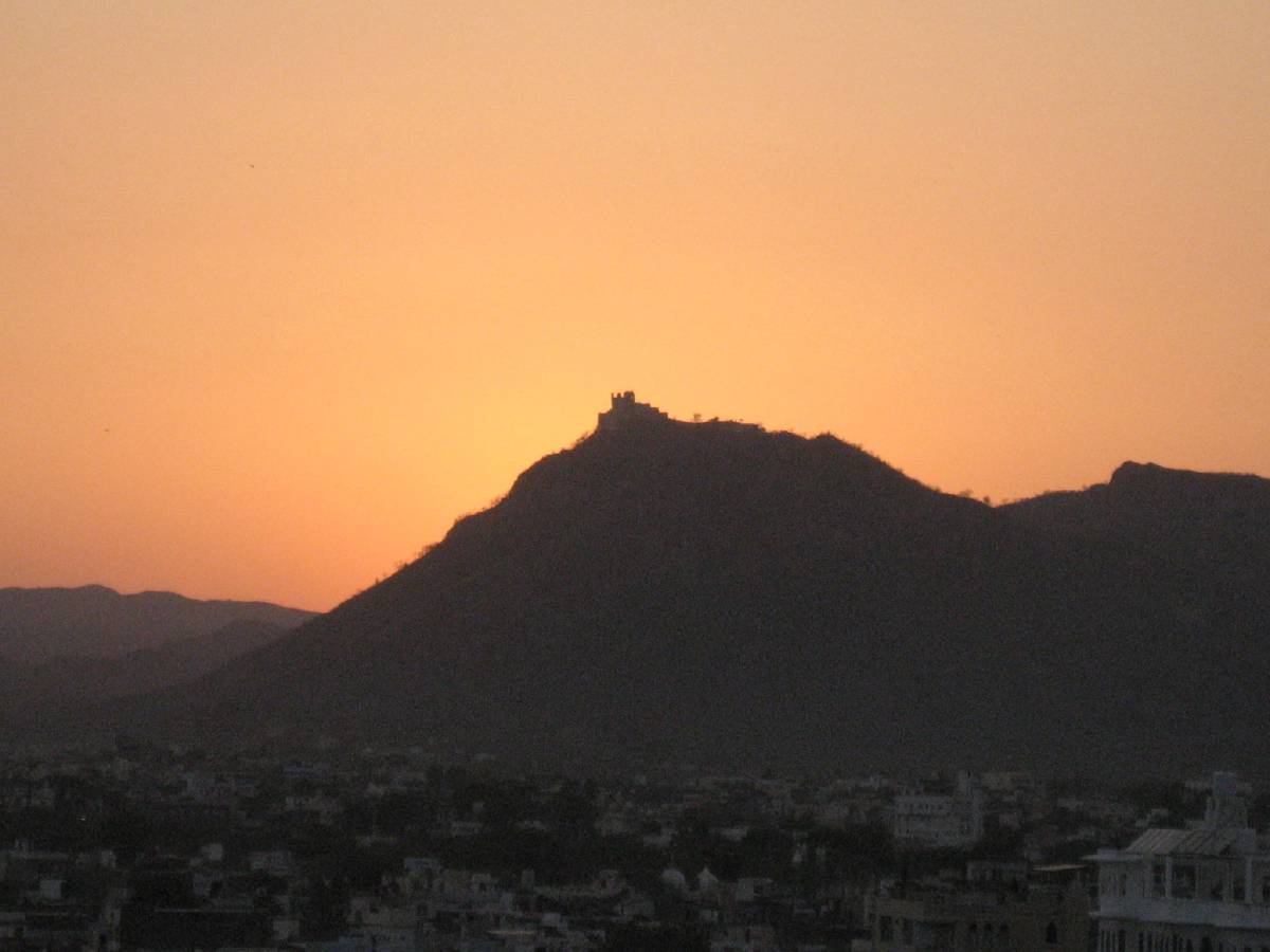sunset over monsoon palace sunset over monsoon palace