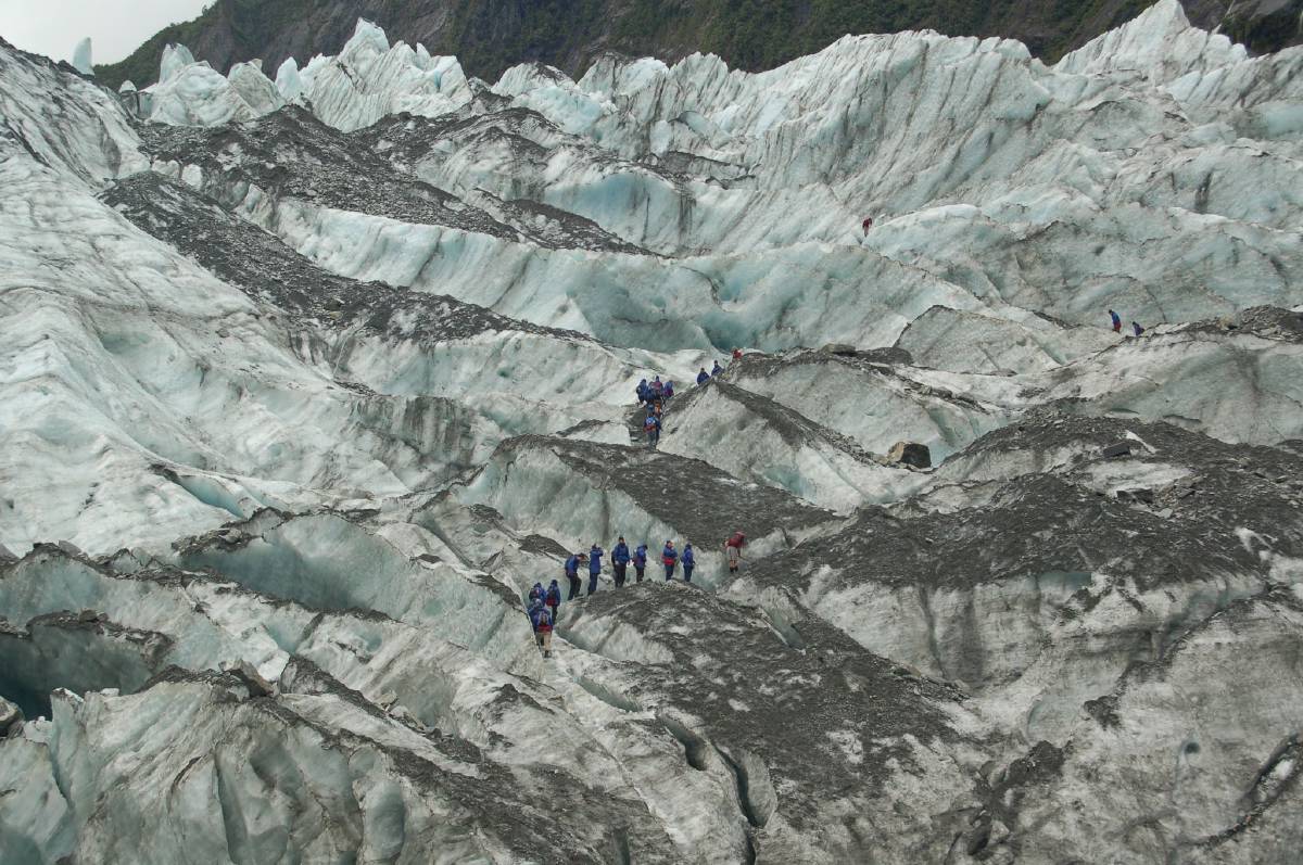 lots of little glacier hikers lots of little glacier hikers